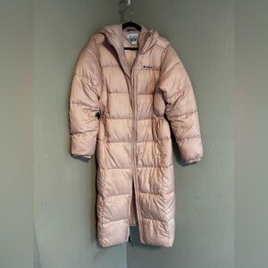 Columbia long puffer jacket - dusty pink - small